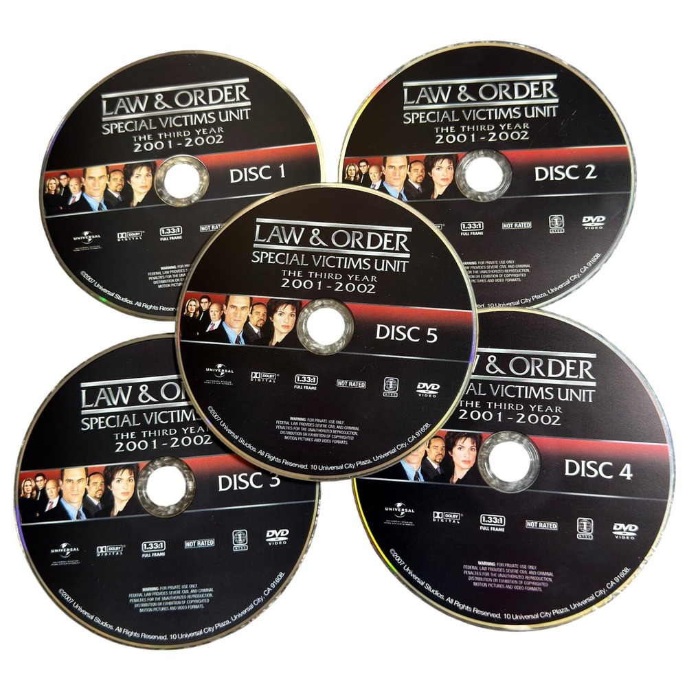 Law & Order Special Victims Unit The Third Year 2001-2002 DVD Discs 1-5 SVU Set